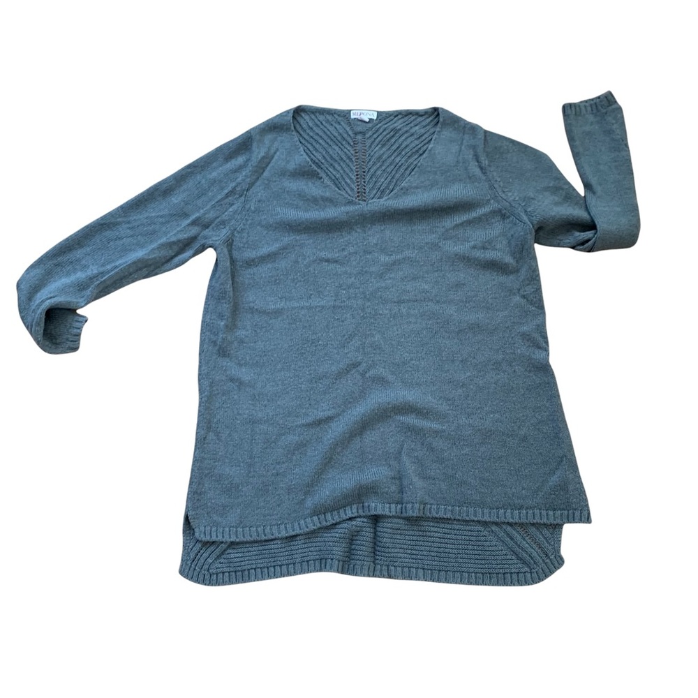 Gray V-neck sweater